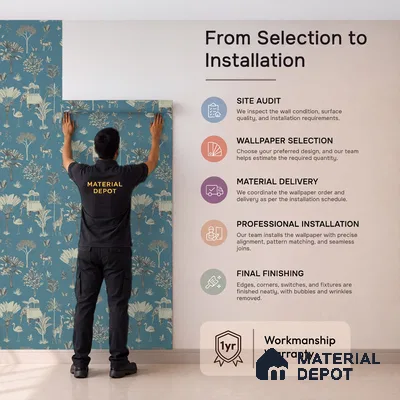 Itihaas, Indian Theme Room Wallpaper, Blue Sukoon Series Canvas Patterned Design (Customised Size Wallpaper)