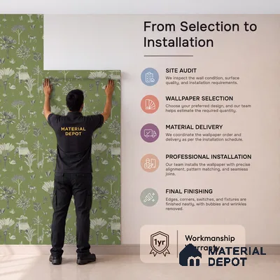 Itihaas, Indian Theme Room Wallpaper, Green Sukoon Series Canvas Patterned Design (Customised Size Wallpaper)