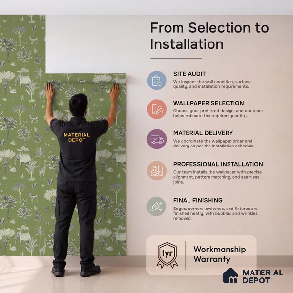 Itihaas, Indian Theme Room Wallpaper, Green Sukoon Series Canvas Patterned Design (Customised Size Wallpaper)