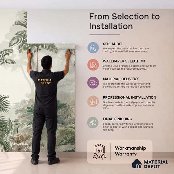 Kovalam Paradise, Palms Wallpaper for Rooms, Green, Customised Sukoon Series Canvas Nature Design (Customised Size Wallpaper)