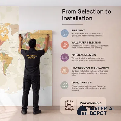 Large World Map Wallpaper, Pastel Shades, Customised Sparkla N Shine Series Canvas Map Design (Customised Size Wallpaper)
