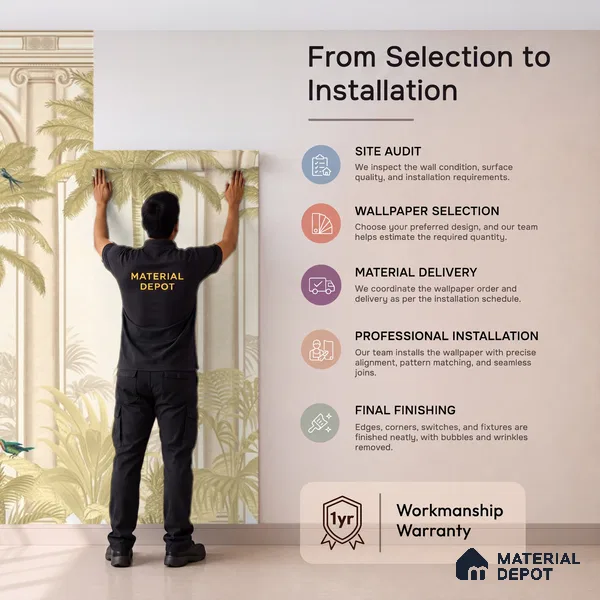 Malang, Tropical Theme Wallpaper for Walls Sukoon Series Handmade Tropical Design (Customised Size Wallpaper)