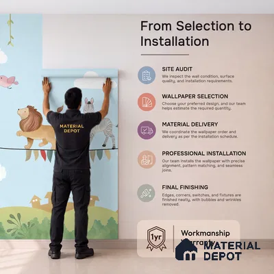 Marching Animals on Rope Theme for Kids Room, Customised Sparkla N Shine Series Handmade Entertainment Design (Customised Size Wallpaper)