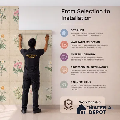 H902712 Mehek, Botanical Rendition Room Wallpaper Sukoon Series Canvas Florals Design (Customised Size Wallpaper)