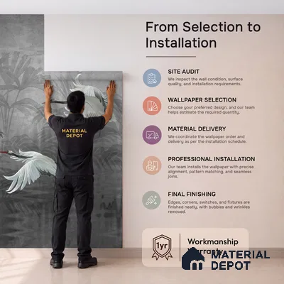 Musafir Beautiful Cranes Grey | Charcoal Grey Crane Birds Scenic Look Wallpaper Canvas (Customised Size)