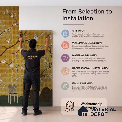 Oriental Garden, Chinoiserie Wall Wallpaper Sukoon Series Handmade Chinoserie Design (Customised Size Wallpaper)