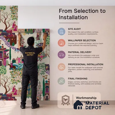 Pashmina, Indian Shawl Inspired Wallpaper for Rooms Sukoon Series Handmade Abstract Design (Customised Size Wallpaper)