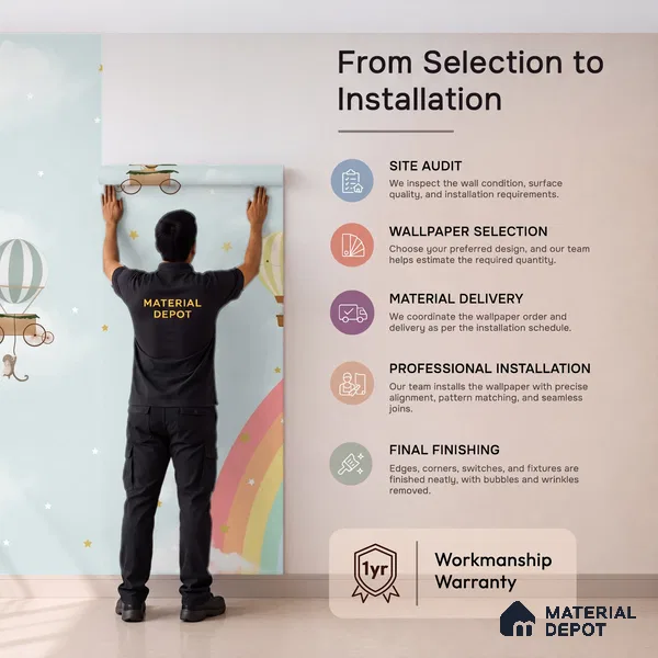 Rainbow & Hot Air Balloons Themes Children Room Wall Designs, Custom Wallpaper Sparkla N Shine Series Handmade Entertainment Design (Customised Size Wallpaper)