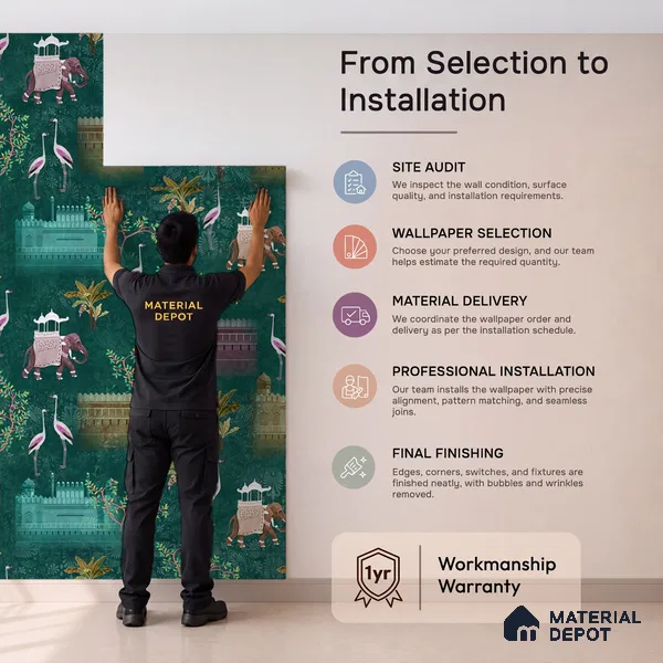 Royal Garden, an Indian Scenic Wallpaper Sukoon Series Canvas Nature Design (Customised Size Wallpaper)