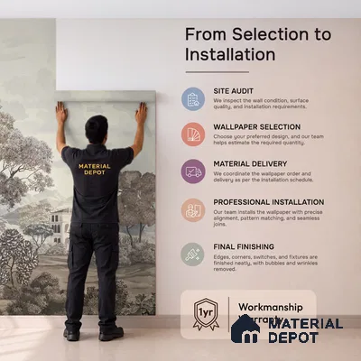 H901012 Sukoon, A Calm Life in Nature, Wallpaper Sukoon Series Canvas Patterned Design (Customised Size Wallpaper)