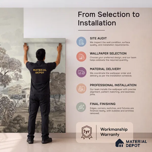H901012 Sukoon, A Calm Life in Nature, Wallpaper Sukoon Series Canvas Patterned Design (Customised Size Wallpaper)