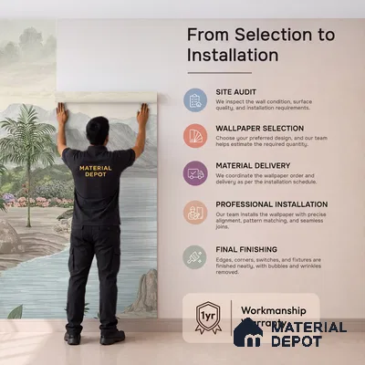 Surmaya, Pleasing Room Wallpaper Design Sukoon Series Handmade Nature Design (Customised Size Wallpaper)