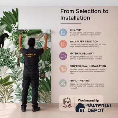Tropical Tales: Deep Forest Wallpaper Sukoon Series Handmade Tropical Design (Customised Size Wallpaper)