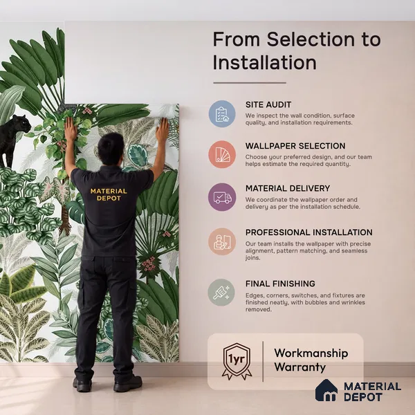Tropical Tales: Deep Forest Wallpaper Sukoon Series Handmade Tropical Design (Customised Size Wallpaper)