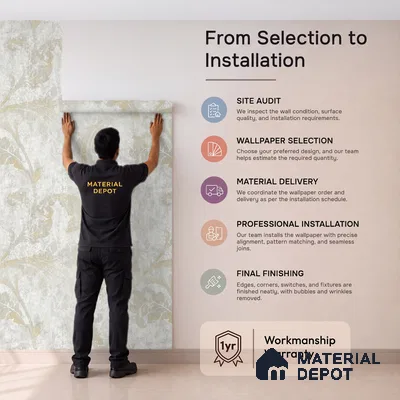 88481-1 | 5 Meter x 42 Inch PVC Florals Look Wallpaper - 57 Sq. Ft. | Minimum 15% wastage during installation