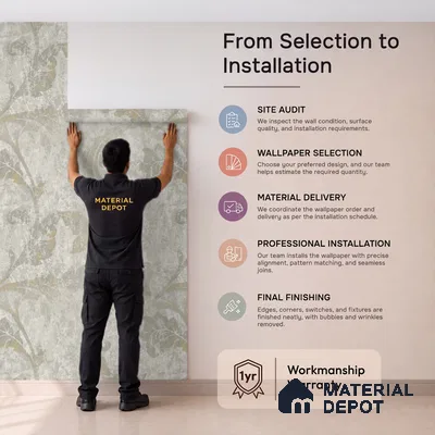 88481-2 | Grey Leaf Wash PVC Floral Wallpaper - 5 Meter x 42 Inch, 57 Sq. Ft. (Min. 15% Wastage)