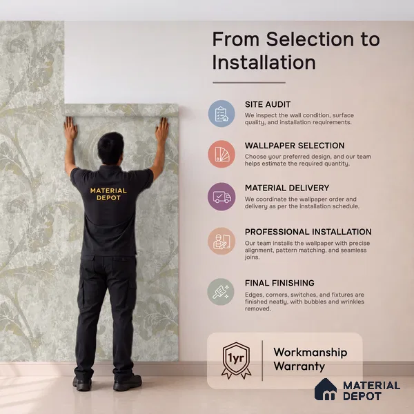 88481-2 | Grey Leaf Wash PVC Floral Wallpaper - 5 Meter x 42 Inch, 57 Sq. Ft. (Min. 15% Wastage)