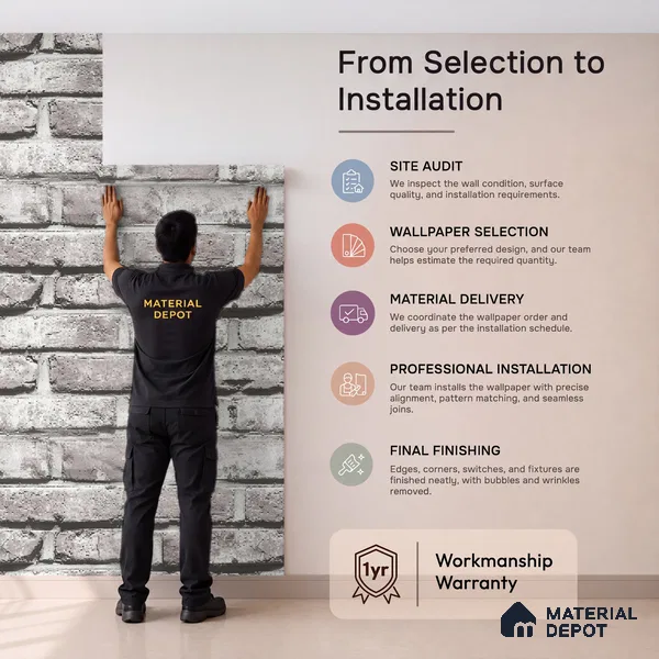 87033-1 | 5 Meter x 42 Inch PVC Brick Look Wallpaper - 57 Sq. Ft. | Minimum 15% wastage during installation