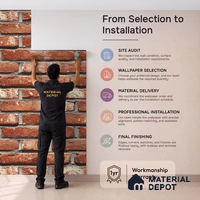 87033-3 | 5 Meter x 42 Inch PVC Brick Look Wallpaper - 57 Sq. Ft. | Minimum 15% wastage during installation