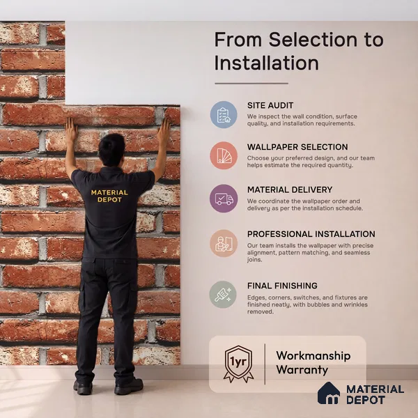 87033-3 | 5 Meter x 42 Inch PVC Brick Look Wallpaper - 57 Sq. Ft. | Minimum 15% wastage during installation