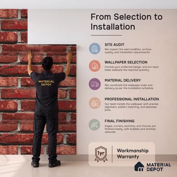 87033-5 | 5 Meter x 42 Inch PVC Brick Look Wallpaper - 57 Sq. Ft. | Minimum 15% wastage during installation