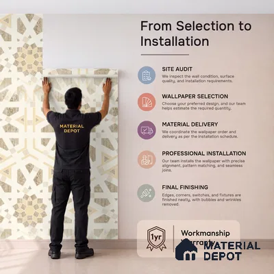 88376-2 | 5 Meter x 42 Inch PVC Patterned Look Wallpaper - 57 Sq. Ft. | Minimum 15% wastage during installation