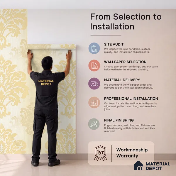 88477-1 | 5 Meter x 42 Inch PVC Damask Look Wallpaper - 57 Sq. Ft. | Minimum 15% wastage during installation