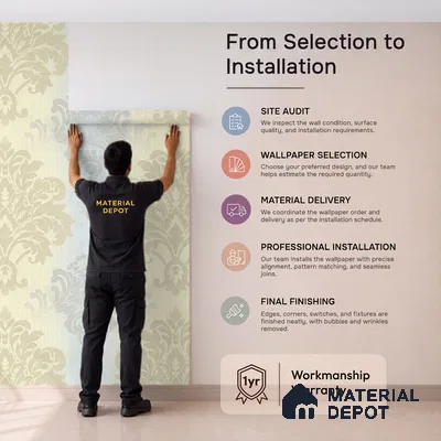 88477-2 | 5 Meter x 42 Inch PVC Damask Look Wallpaper - 57 Sq. Ft. | Minimum 15% wastage during installation