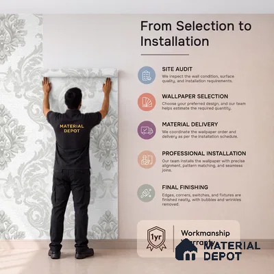 88474-1 | 5 Meter x 42 Inch PVC Damask Look Wallpaper - 57 Sq. Ft. | Minimum 15% wastage during installation