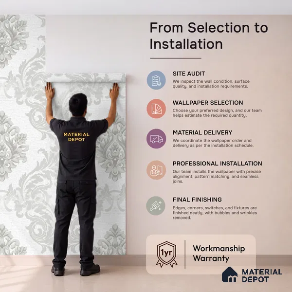 88474-1 | 5 Meter x 42 Inch PVC Damask Look Wallpaper - 57 Sq. Ft. | Minimum 15% wastage during installation