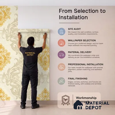 88474-2 | 5 Meter x 42 Inch PVC Damask Look Wallpaper - 57 Sq. Ft. | Minimum 15% wastage during installation