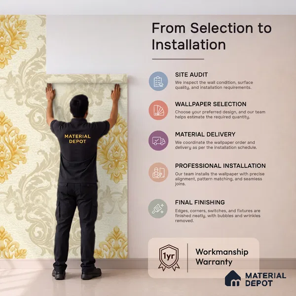 88474-2 | 5 Meter x 42 Inch PVC Damask Look Wallpaper - 57 Sq. Ft. | Minimum 15% wastage during installation
