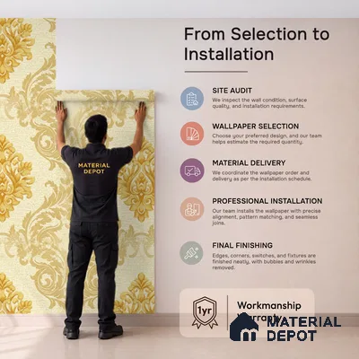 88474-3 | 5 Meter x 42 Inch PVC Damask Look Wallpaper - 57 Sq. Ft. | Minimum 15% wastage during installation