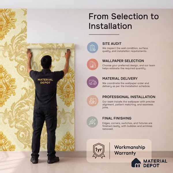 88474-3 | 5 Meter x 42 Inch PVC Damask Look Wallpaper - 57 Sq. Ft. | Minimum 15% wastage during installation