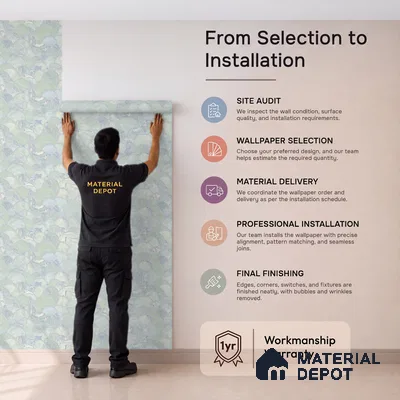 OR06-3 | Sage Green Scallop Fan Mosaic PVC Patterned Wallpaper - 5 Meter x 42 Inch, 57 Sq. Ft. (Min. 15% Wastage)