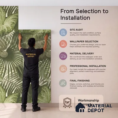 74016-2 | 5 Meter x 42 Inch PVC Florals Look Wallpaper - 57 Sq. Ft. | Minimum 15% wastage during installation