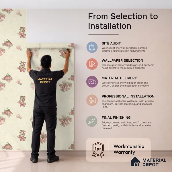 74026-2 | 5 Meter x 42 Inch PVC Florals Look Wallpaper - 57 Sq. Ft. | Minimum 15% wastage during installation