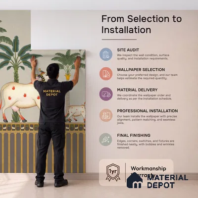 Surabhi Pichwai Wallpaper, Customised for Walls(Sandstone Paper)