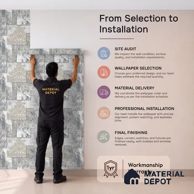 WK100-02 | Grey Scroll Peel Patterned Wallpaper - 10 Meter x 21 Inches, 57.41 Sq. Ft. (Min. 15% Wastage)