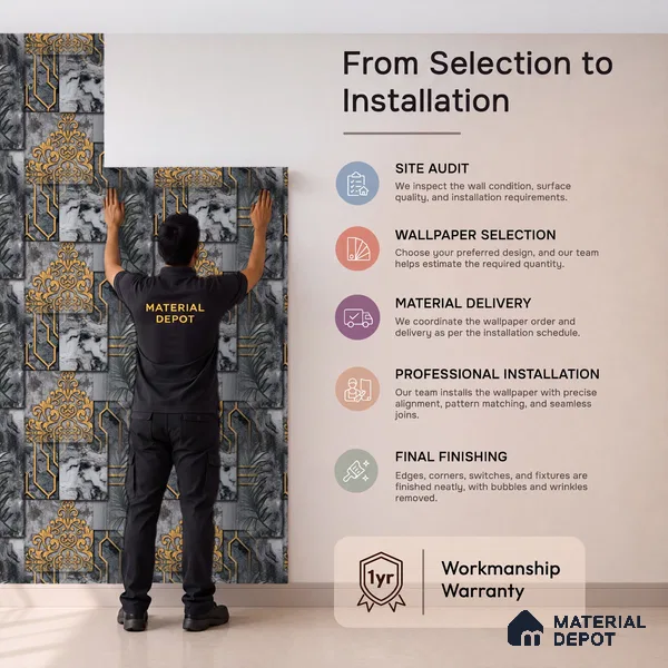 WK100-03 | 10 Meter x 21 Inches Patterned Look Wallpaper - 57.41 Sq. Ft. | Minimum 15% wastage during installation