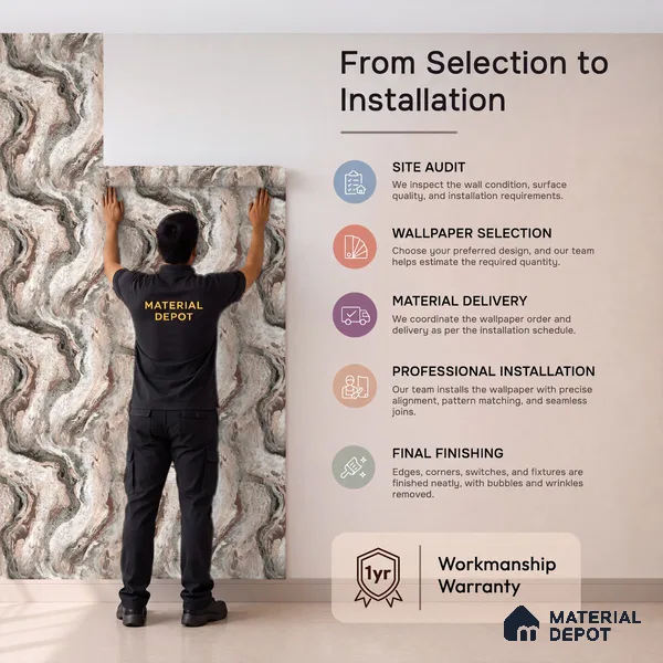WK100-05 | 10 Meter x 21 Inches Marble Look Wallpaper - 57.41 Sq. Ft. | Minimum 10% wastage during installation