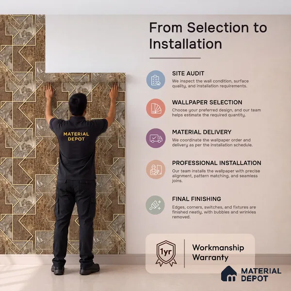 WK100-33 | 10 Meter x 21 Inches Patterned Look Wallpaper - 57.41 Sq. Ft. | Minimum 15% wastage during installation