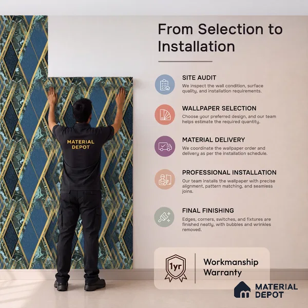 WK100-47 | 10 Meter x 21 Inches Geometric Look Wallpaper - 57.41 Sq. Ft. | Minimum 15% wastage during installation