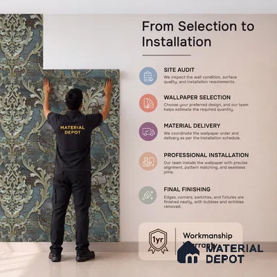 88006 | 5 Meter x 42 Inches Damask Look Wallpaper - 57.41 Sq. Ft. | Minimum 15% wastage during installation