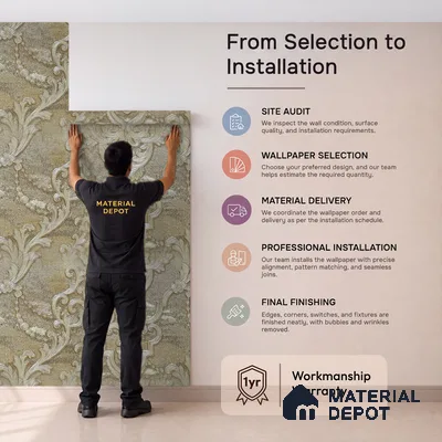 88002 | 5 Meter x 42 Inches Damask Look Wallpaper - 57.41 Sq. Ft. | Minimum 15% wastage during installation