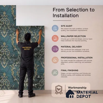 88001 | 5 Meter x 42 Inches Damask Look Wallpaper - 57.41 Sq. Ft. | Minimum 15% wastage during installation