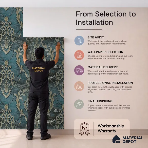 88001 | 5 Meter x 42 Inches Damask Look Wallpaper - 57.41 Sq. Ft. | Minimum 15% wastage during installation