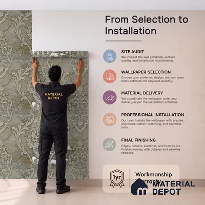 88005 | 5 Meter x 42 Inches Damask Look Wallpaper - 57.41 Sq. Ft. | Minimum 15% wastage during installation