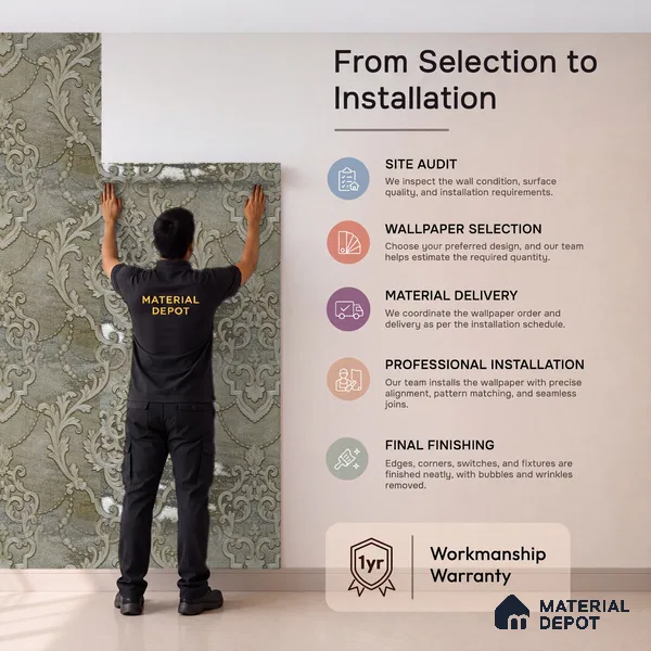 88005 | 5 Meter x 42 Inches Damask Look Wallpaper - 57.41 Sq. Ft. | Minimum 15% wastage during installation