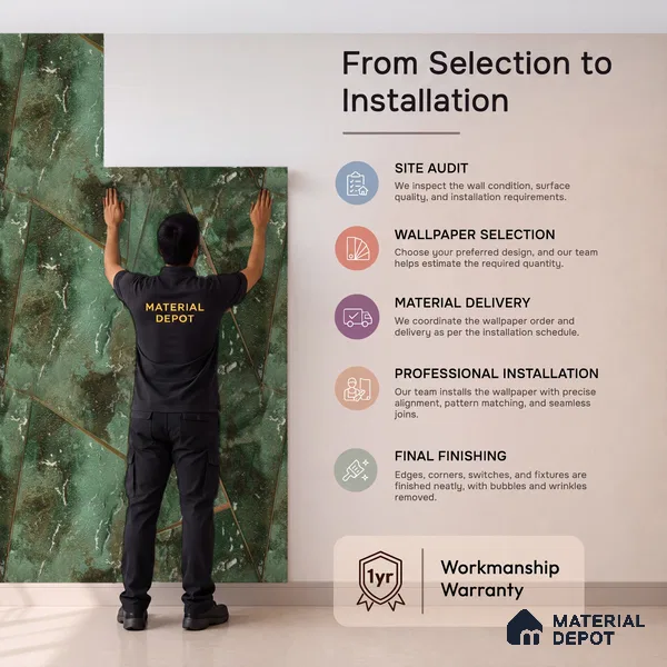 88306 | Green Marble Tile Geometric Wallpaper - 5 Meter x 42 Inches, 57.41 Sq. Ft. (Min. 15% Wastage)